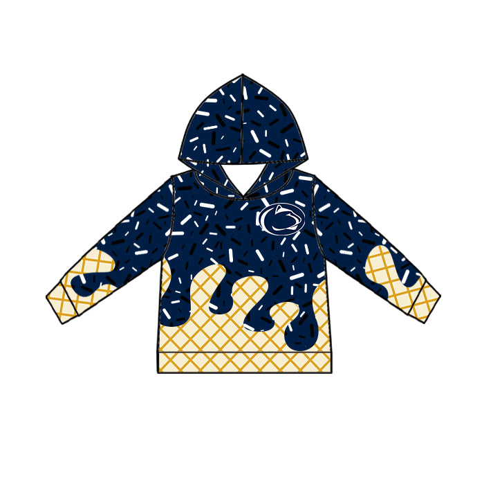 Custom summer teams baby girls clothes team dark blue hooded long sleeve tops and short sleeve top and dress and pants and shorts-25.6.2