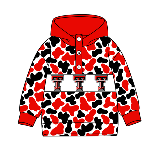 3-Custom moq 8 mix size milk silk summer team baby boy clothes camouflage red and black hooded long sleeve top-25.10.9