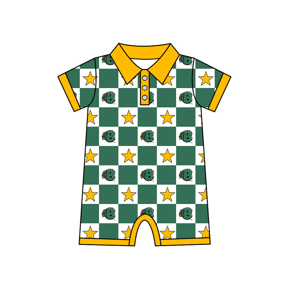 Custom moq 5 mix size milk silk summer teams Green Checked Bows Baby Girl Sleeveless Top Skirt Short Set Dress And Shorts Yoga Outfit Boy's Top Shorts Set Romper