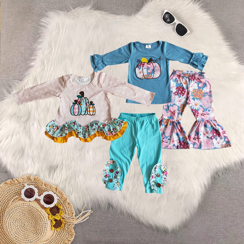 RTS Sibling baby girls clothes halloween embroidery long Sleeve pants sets