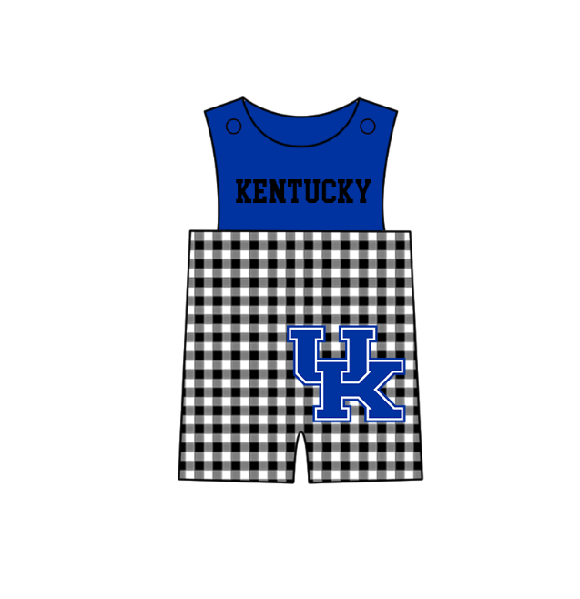 Custom moq 5 mix size milk silk summer teams baby girl boys clothes Dark blue Black and white checkered short sleeve shorts sets 3 and dress and rompers 2 series
