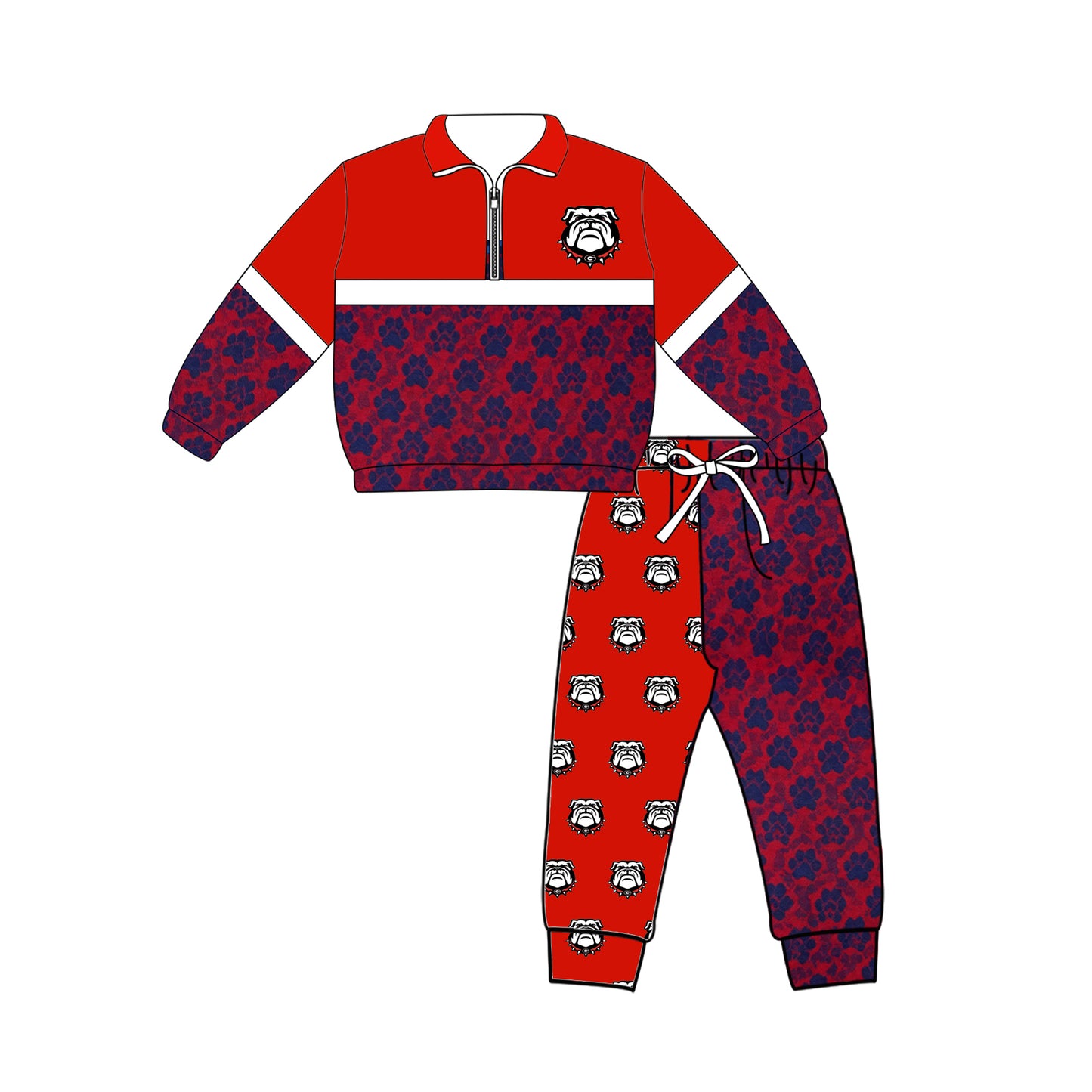 Custom moq 5 mix size summer teams Baby Plaid Long Sleeved Zip Up Top And Pants Set