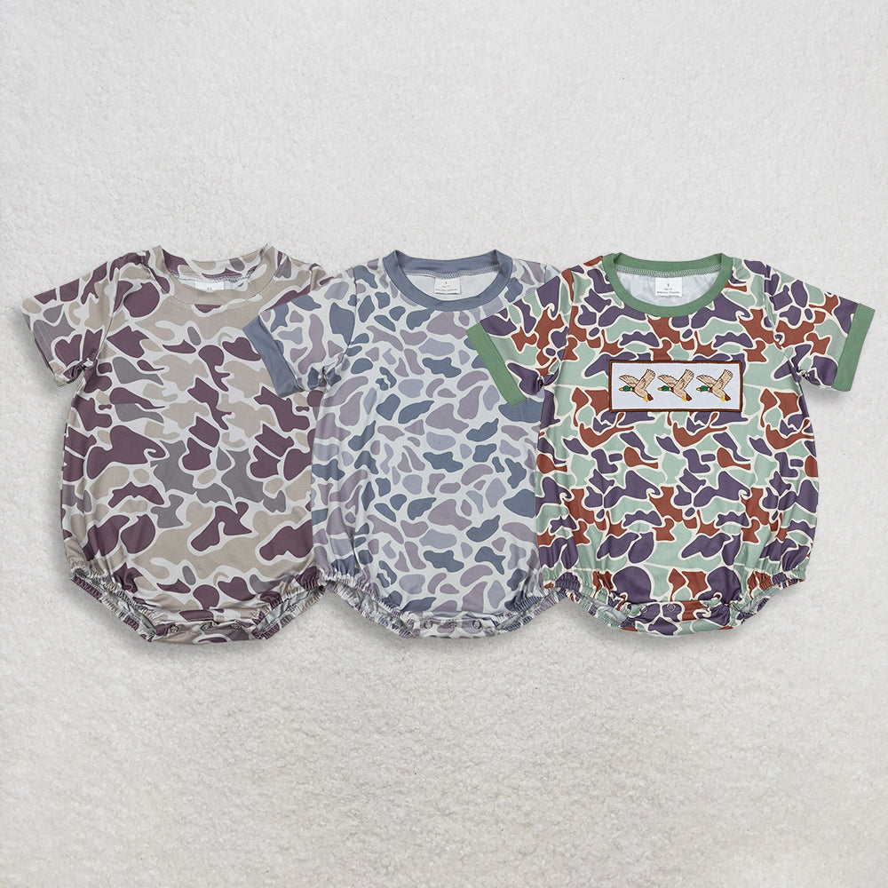 RTS NO MOQ Sibling baby Boys clothes camouflage short sleeve rompers