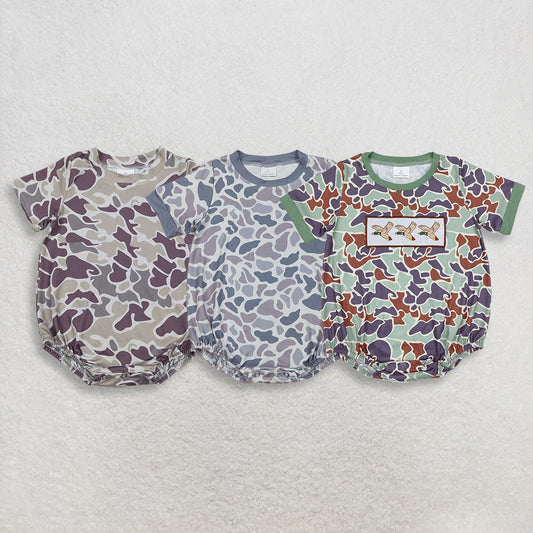 RTS NO MOQ Sibling baby Boys clothes camouflage short sleeve rompers
