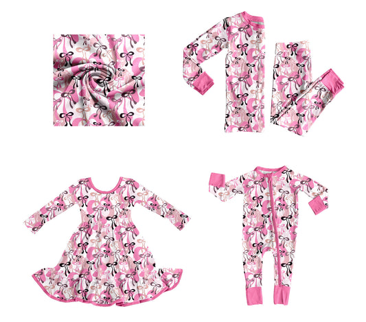 25.9.27 custom each style moq 8 eta 6-8week Sibling Sisters bow baby girl long sleeve pants sets and dress and rompers match family design