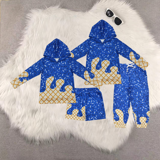 RTS NO MOQ Sibling baby boy clothes yoga team hooded shorts sets and pants sets