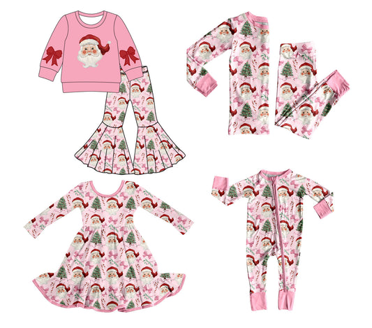 25.8.21 custom each style moq 5 eta 4-6week Sibling Sisters Christmas baby girl long sleeve pants sets 1 and sets 2 and romper and dress match family design