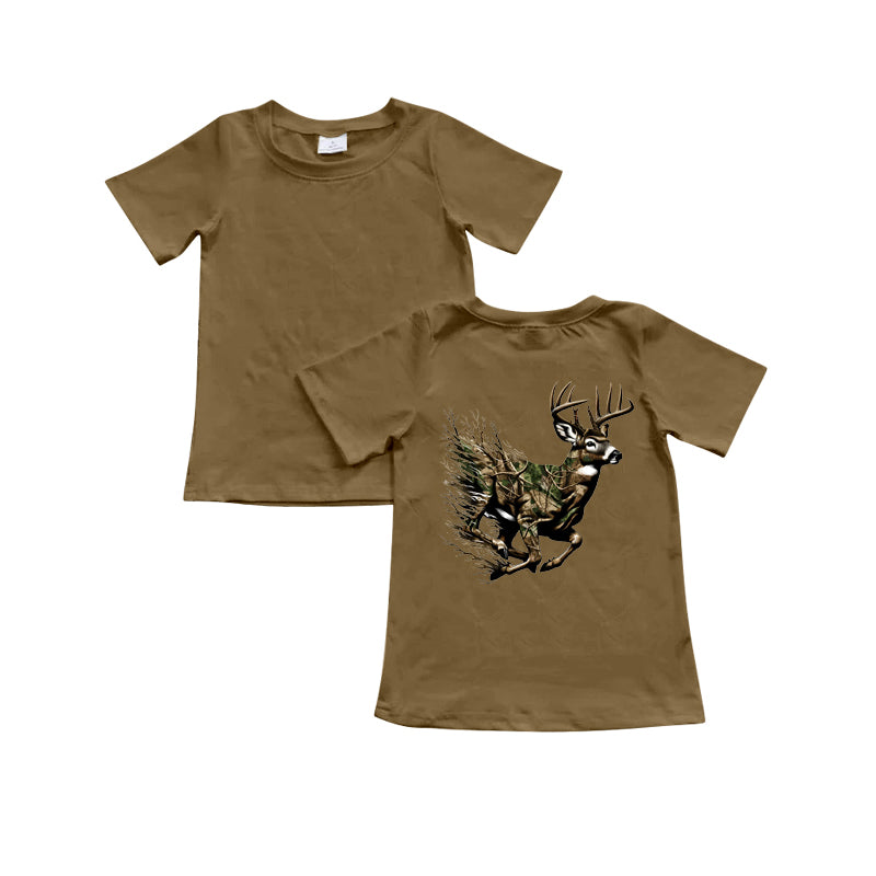 10.30 custom each style moq 5 eta 4-6week baby boys clothes deer camouflage brown short sleeve top