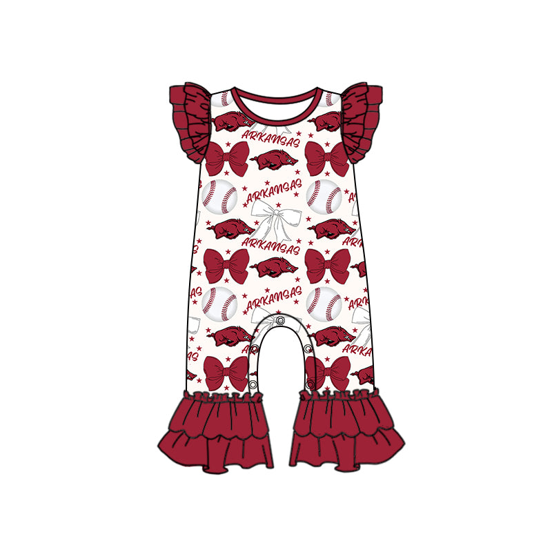 Custom moq 5 each style summer teams baby girls clothes team bow red long sleeve hooded pants sets and dress and romper-25.6.13