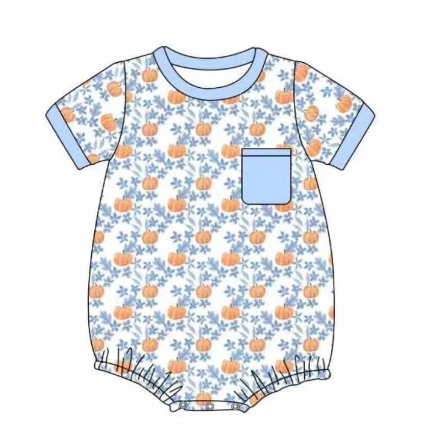 5.18custom each style moq 5eta 4-5week Sibling Sister Country Style Pumpkin Floral Print Clothing for Girls and Boys match family design