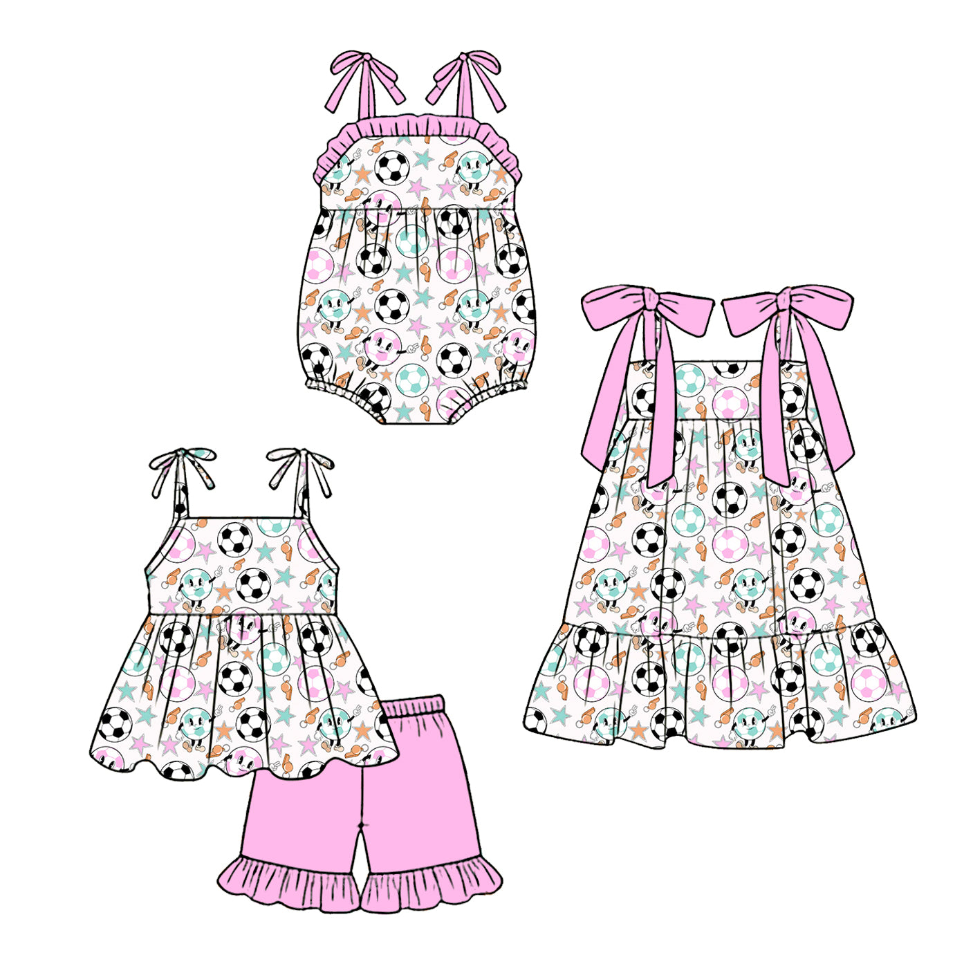 3.28 Custom moq 5 mix size Sibling Baby Girl's Strap Top And Pink Short Set Cute Romper Dress for Summer
