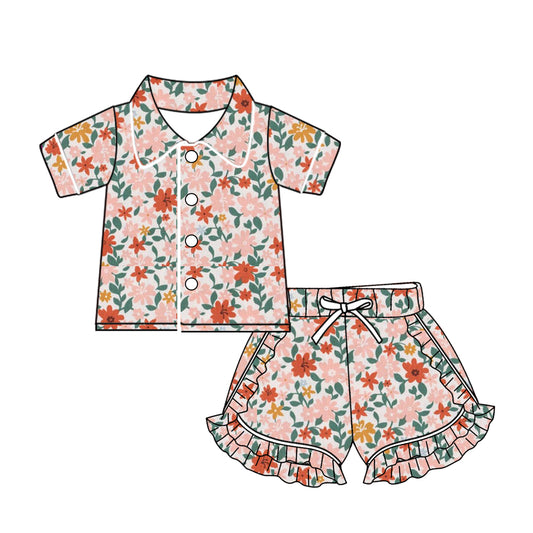 10.22 custom each style moq 5eta 4-6week baby kids clothes floral short sleeve shorts pajamas sets