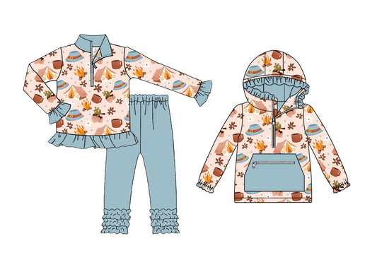 25.8.30 custom each style moq 5eta 4-6week Sibling Sisters baby girl long sleeve pants sets and top match family design