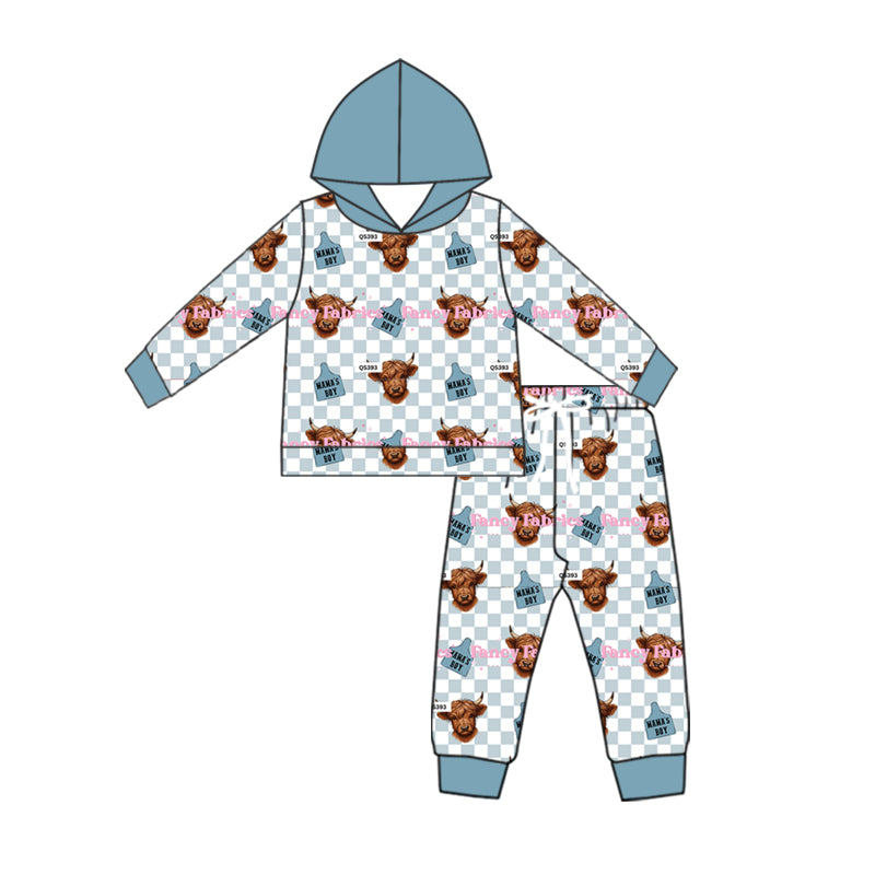9.11 custom each style moq 5eta 4-6week baby boy clothes MAMA BOY hooded long sleeve pants sets