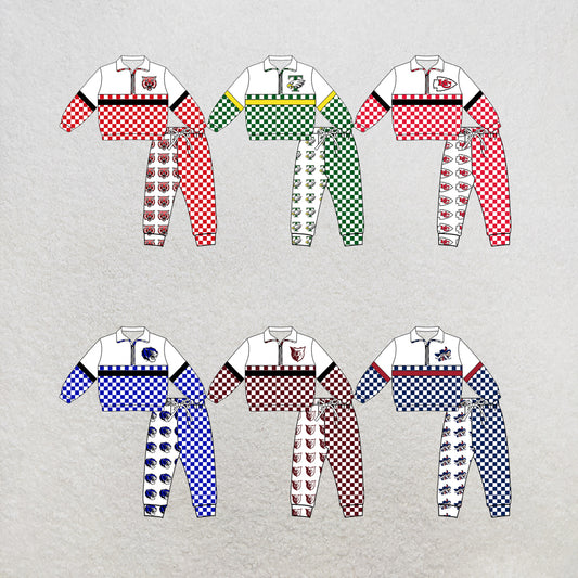 custom moq 5 mix size MSD070404 Baby Kids Zipper Long Sleeve PulloverJogger Pants Casual Outfit Set