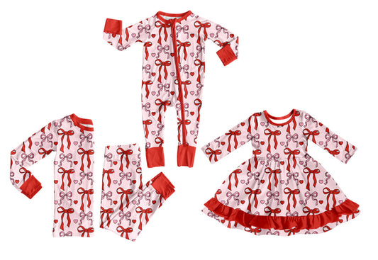 25.9.30 custom each style moq 8 eta 6-8week Sibling Sisters bow love baby girl long sleeve pants sets and dress and rompers match family design