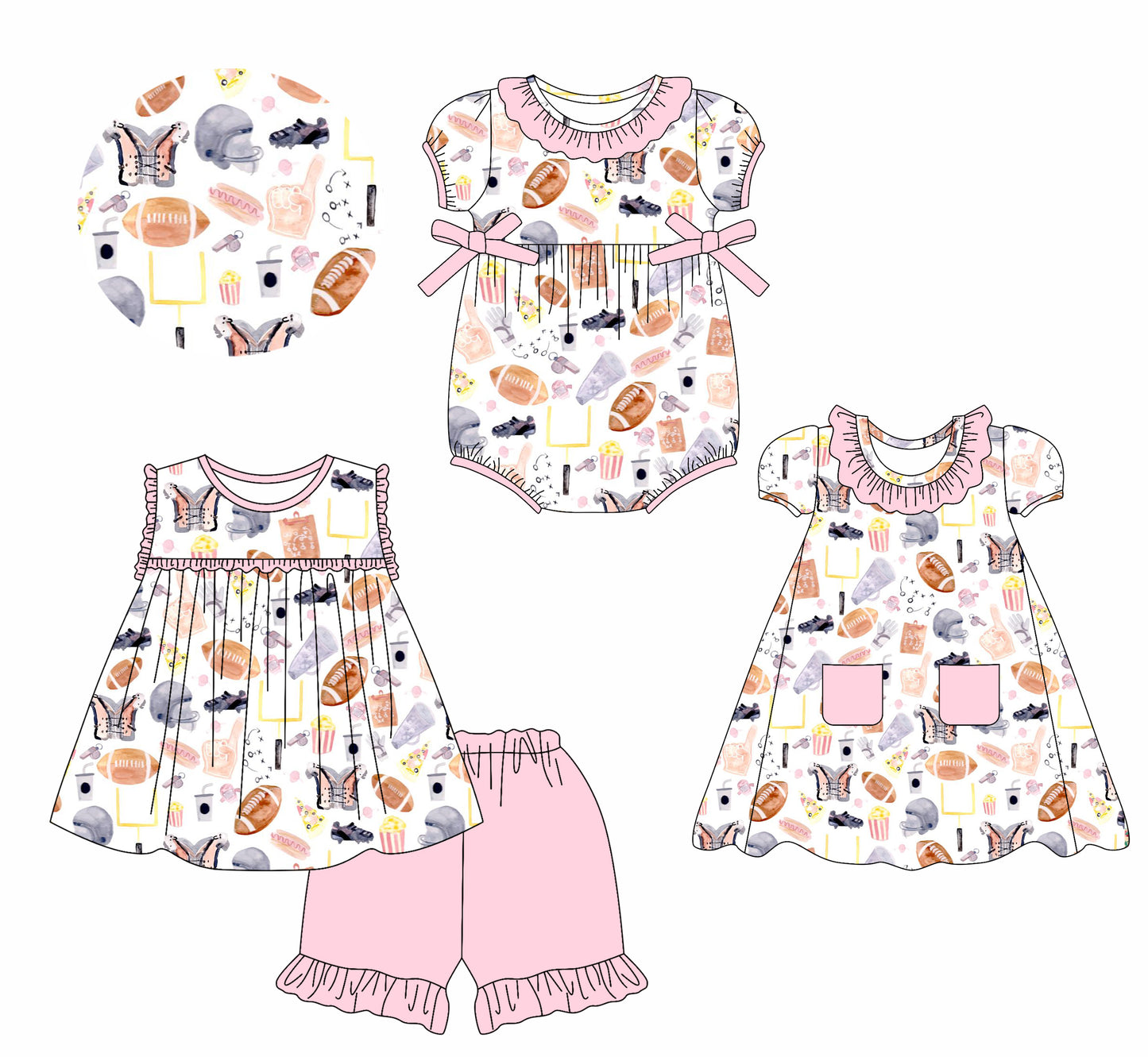 2.14 custom each style moq 5eta 4-6week Sibling Sisters baseball baby girl short sleeve shorts sets and dress and rompers match family design