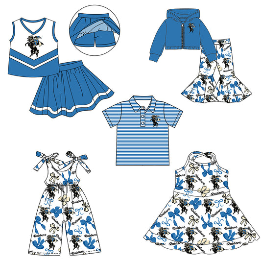 Custom moq 5 mix size milk silk summer teams baby girls clothes bow sky blue hooded long sleeve pants sets and skirts sets and dress and jumpsuit and top-25.7.30