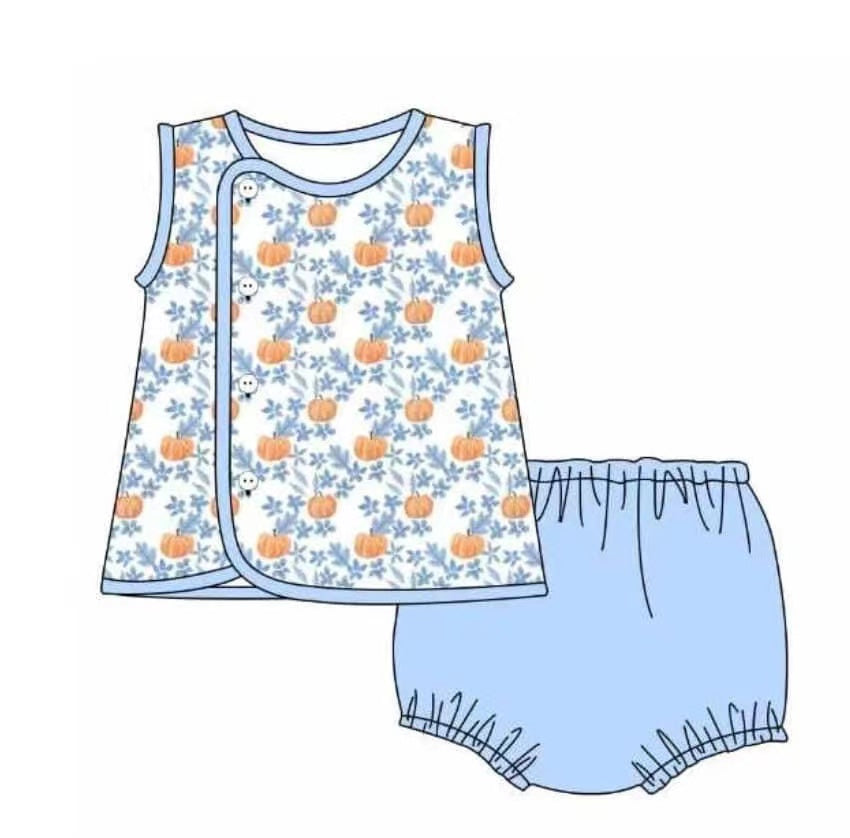 5.18custom each style moq 5eta 4-5week Sibling Sister Country Style Pumpkin Floral Print Clothing for Girls and Boys match family design