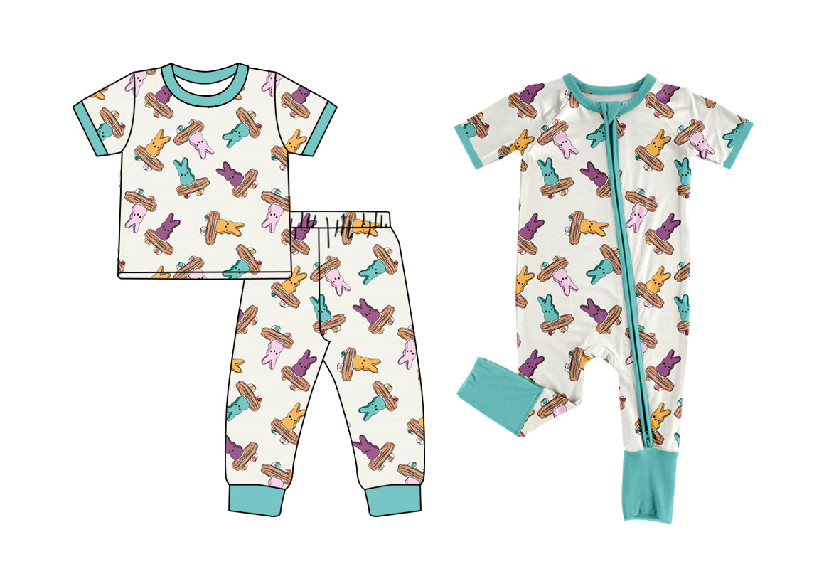 25.12.25 custom each style moq 5 eta 6-8week Sibling Sisters bunny baby boy clothes short sleeve pants sets and romper match family design