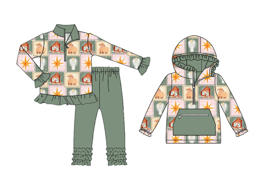 25.8.26 custom each style moq 5eta 4-6week Sibling Sisters baby girl long sleeve pants sets and top match family design