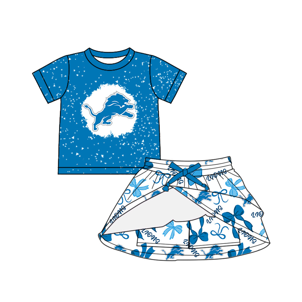 Custom moq 5 mix sizes summer teams baby girls clothes team sky blue short sleeve skirts shorts sets 1 and skirts sets 2 and and skirts sets 2 and dress 1 and dress 2 and dress 3 and dress 4-25.6.6