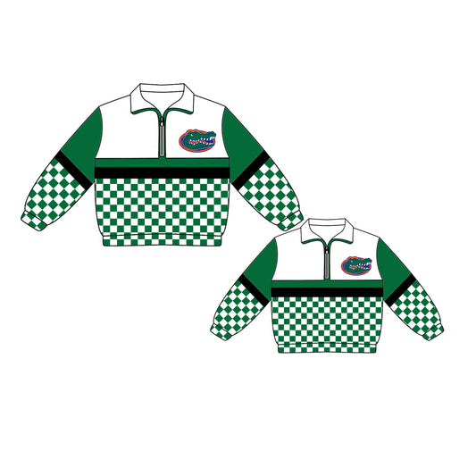 Custom moq 5 mix size milk silk summer teams Daddy and Me Green Long Sleeve Team Pullover Tee Shirts