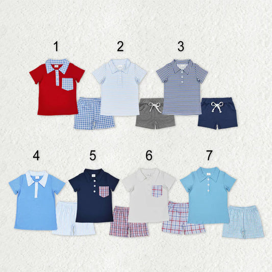 RTS NO MOQ Sibling baby boys Clothes short sleeve shorts Sets