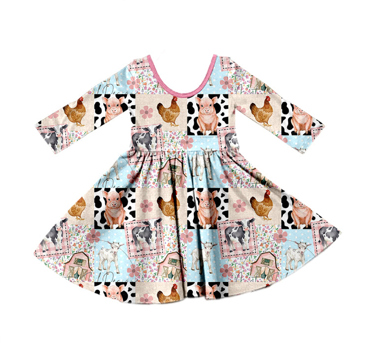 8.26 custom each style moq 5eta 4-6week Sibling Sister horse farm baby girl sets and dress match family design