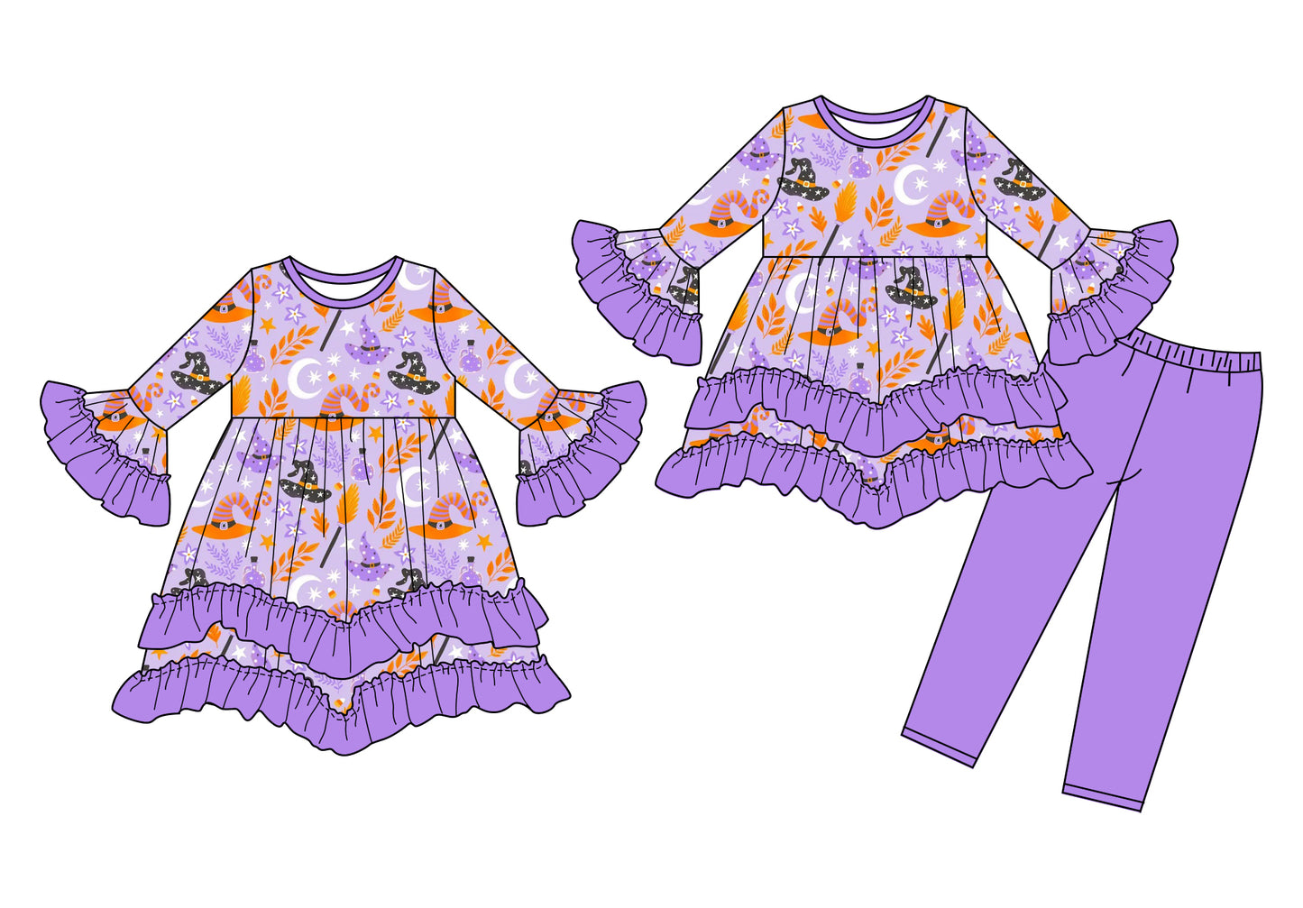 25.6.20 custom each style moq 5eta 4-6week Sibling Sisters purple baby girl long sleeve pants sets and dress match family design