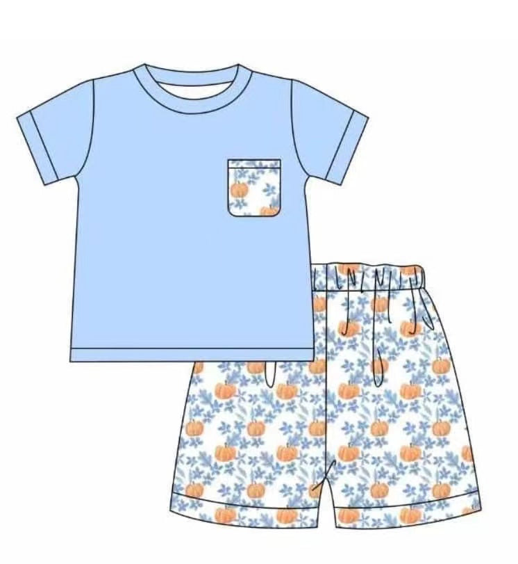5.18custom each style moq 5eta 4-5week Sibling Sister Country Style Pumpkin Floral Print Clothing for Girls and Boys match family design