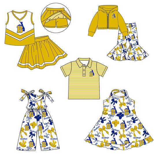 Custom moq 5 mix size milk silk summer teams baby girls clothes bow yellow hooded long sleeve pants sets and skirts sets and dress and jumpsuit and top-25.8.1