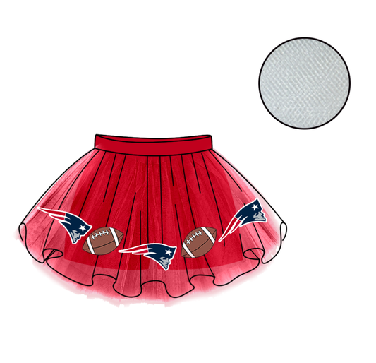 Custom moq 5 mix size milk silk summer teams Baby Girl's Red Mesh Skirt Summer Team Outfit