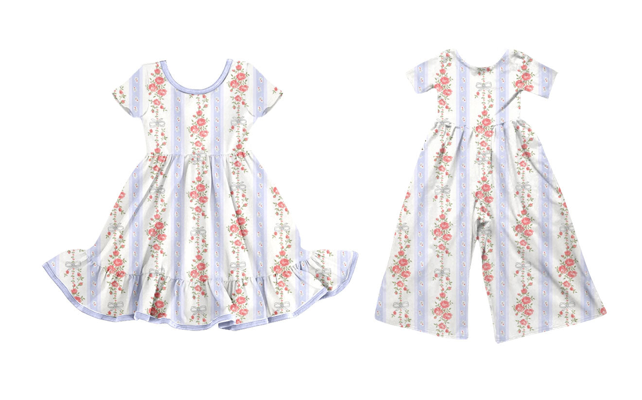 25.10.18 custom each style moq 5 eta 6-8week Sibling Sisters floral baby girl long sleeve dress and jumpsuit match family design