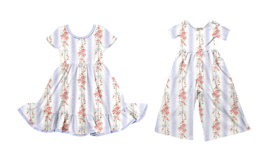 25.10.18 custom each style moq 5 eta 6-8week Sibling Sisters floral baby girl long sleeve dress and jumpsuit match family design