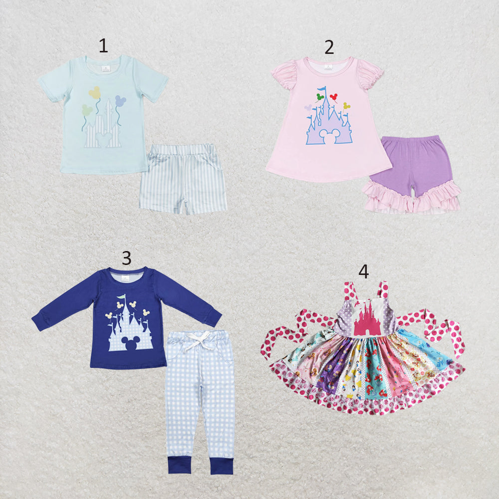RTS NO MOQ Sibling milk silk Cute Clothes Baby Girls And Boys Short Sleeve Shirt Shorts Set Dress