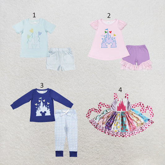 RTS NO MOQ Sibling milk silk Cute Clothes Baby Girls And Boys Short Sleeve Shirt Shorts Set Dress