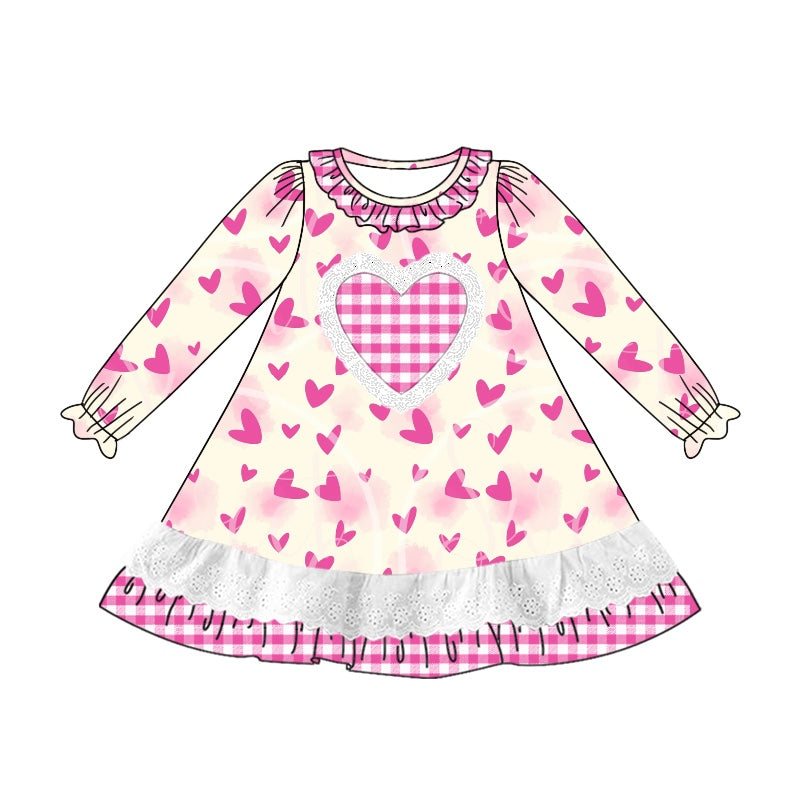 9.6 custom each style moq 5eta 4-6week Sibling Sister love pink baby girl dress and rompers match family design
