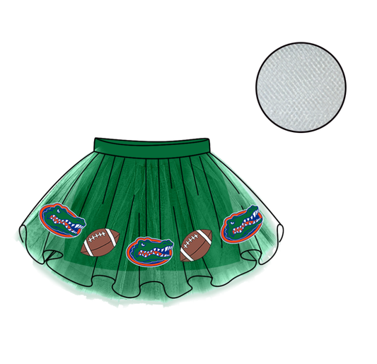 Custom moq 5 mix size milk silk summer teams Baby Girl's Green Mesh Skirt Summer Outfit Team Clothing