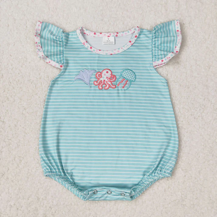 RTS Baby Girls Blue Stripes Octopus Sibling Sister Clothes Sets