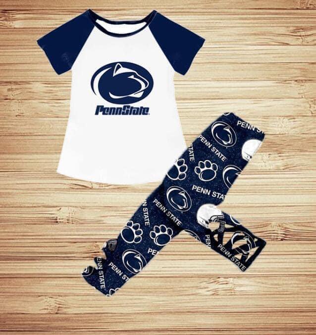 Girls short sleeve long pants penn state moq5