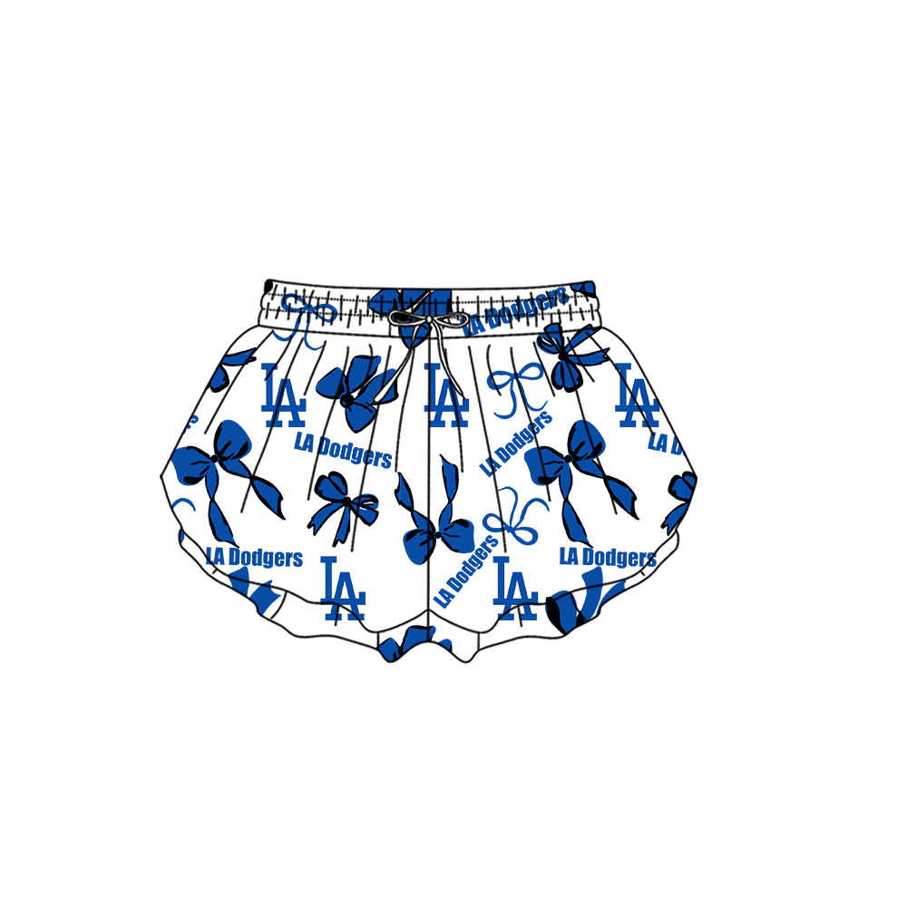 custom moq 5 mix size MSD072901 Baby Girls Bows Print White Yoga Shorts Casual Active Wear Bottoms