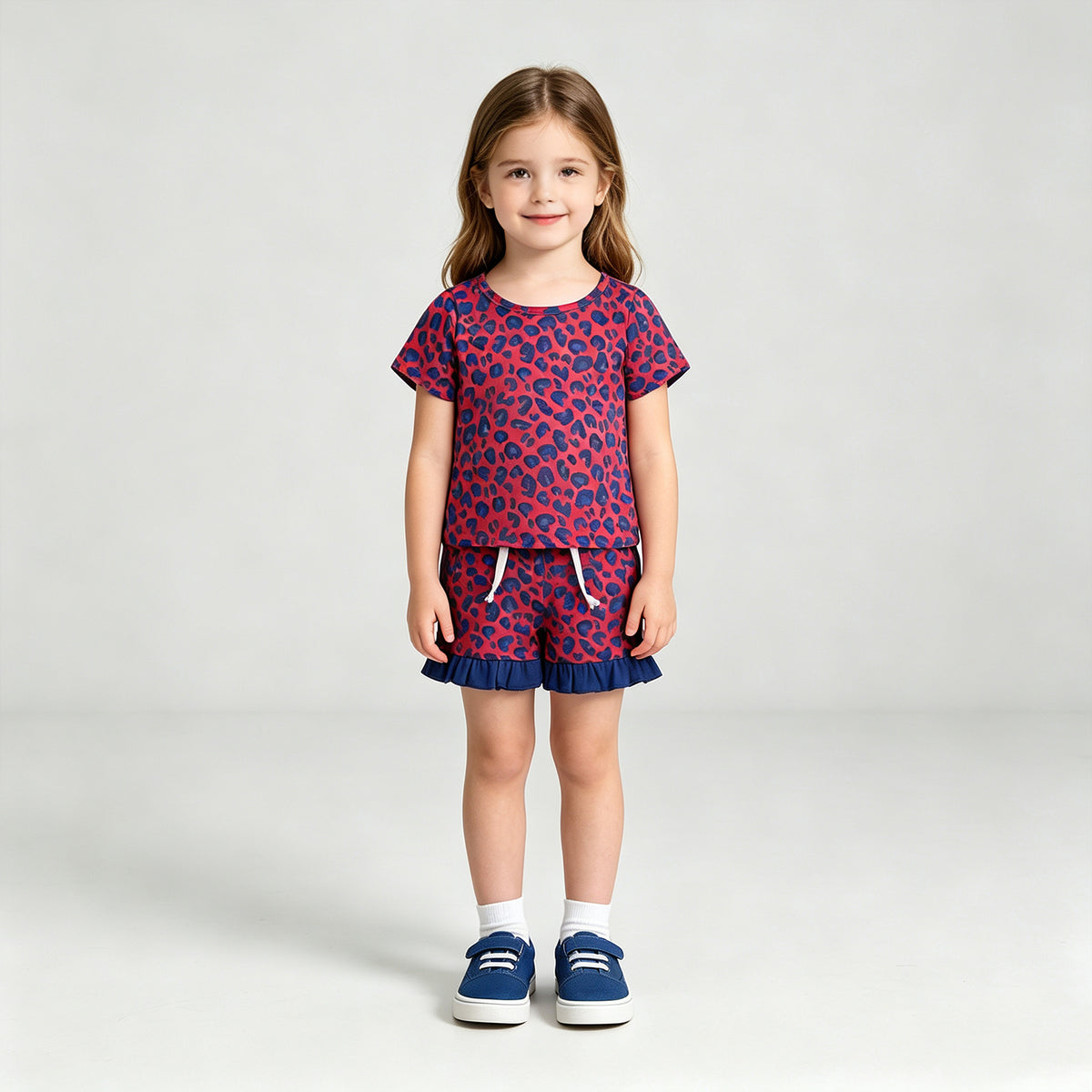 NEW RTS NO MOQ milk silk GSSO3811 Baby Girls Pink Leopard Pocket Top Ruffle Hem Shorts Outfit