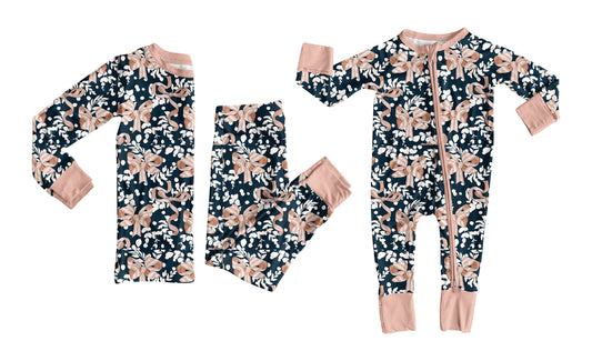 25.10.3 custom each style moq 8 eta 6-8week Sibling Sisters floral bow baby girl clothes long sleeve pants sets and romper match family design