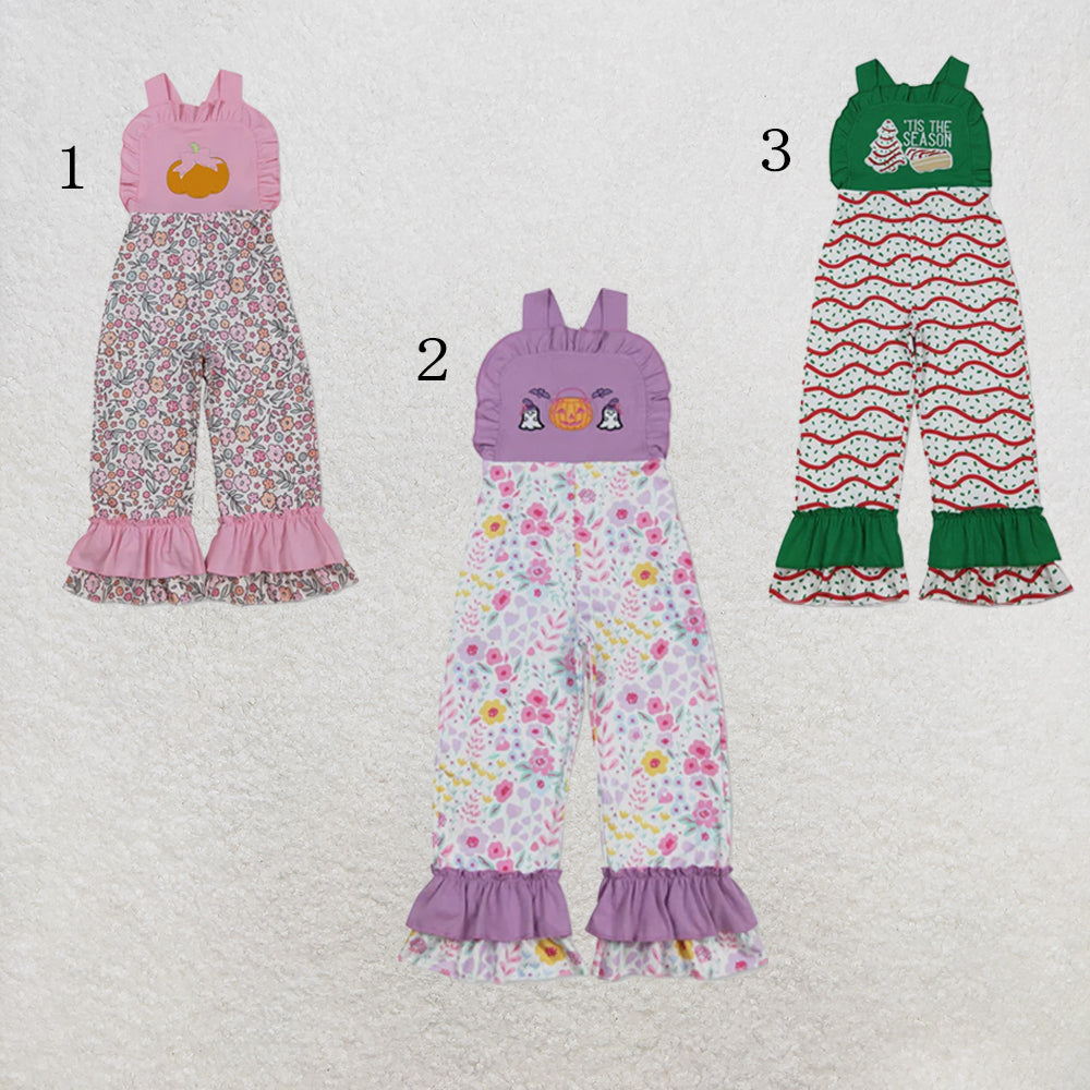 RTS NO MOQ milk silk Sibling Baby Girls Embroidery Pants Romper Jumpsuits
