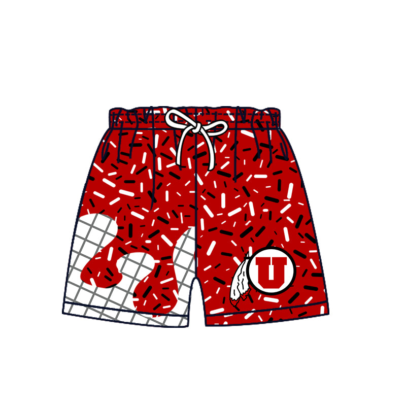 Custom moq 5 mix size milk silk summer teams Camo Hooded Short Sleeve Top Shorts Set Ice Cream Drips Red Hooded Top with Matching Shorts For Kids