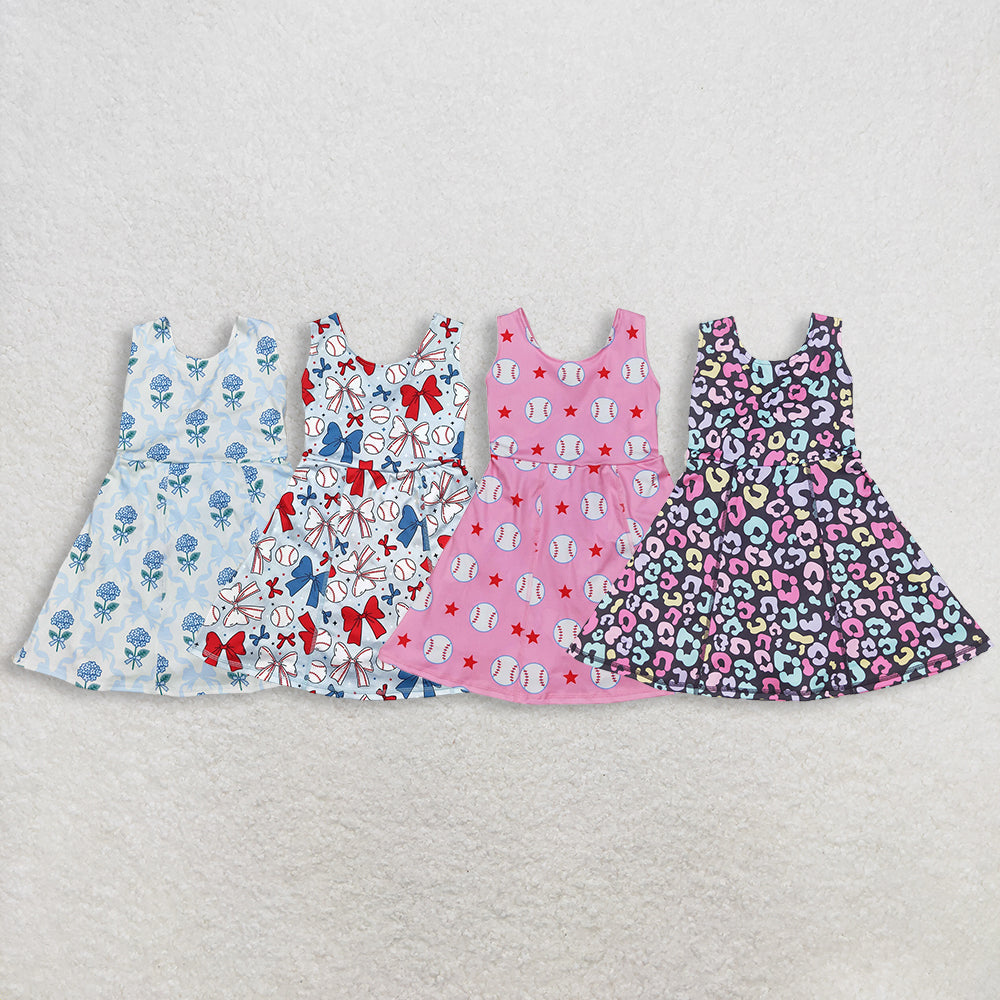 RTS NO MOQ Sibling Baby Girls Sleeveless Skort Knee Length Dresses Active Wear for Kids