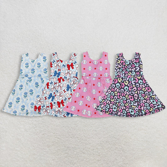 RTS NO MOQ Sibling Baby Girls Sleeveless Skort Knee Length Dresses Active Wear for Kids