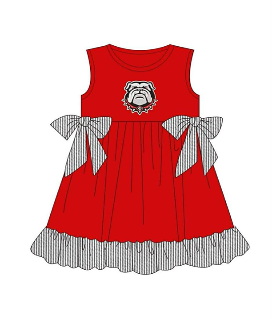 Custom moq 5 mix size milk silk summer teams Boys Red Short-Sleeved Shirt And Shorts Set with Matching Red Sleeveless Romper And Girls Dress