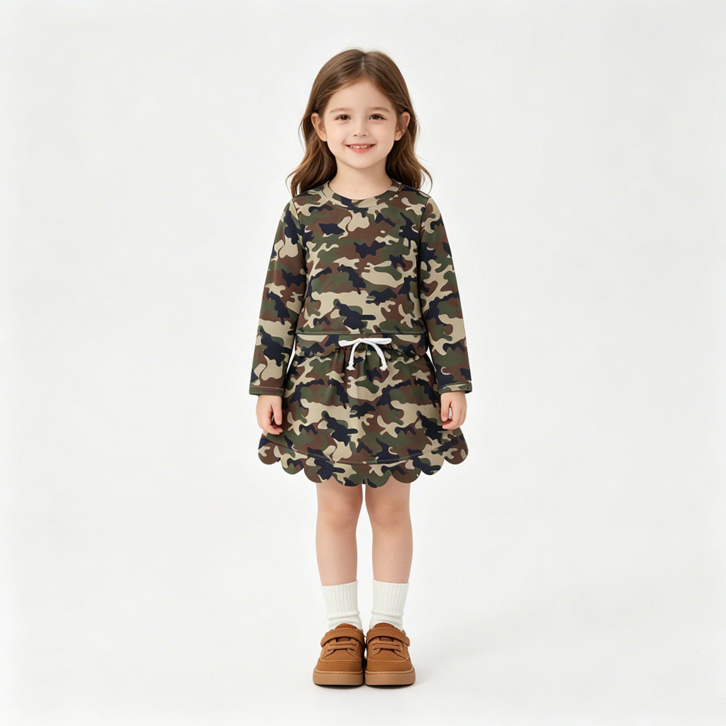 NEW RTS NO MOQ milk silk GLD1620（ GT1691+GLK0303) Baby Girls Southern Green Camo Scallop Pockets Set